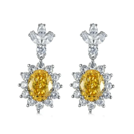 925 Silver Yellow Cubic Zirconia Earrings P0052Y