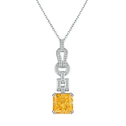 925 Silver Yellow Cubic Zirconia Pendant - Model P0603Y (Chain Not Included)