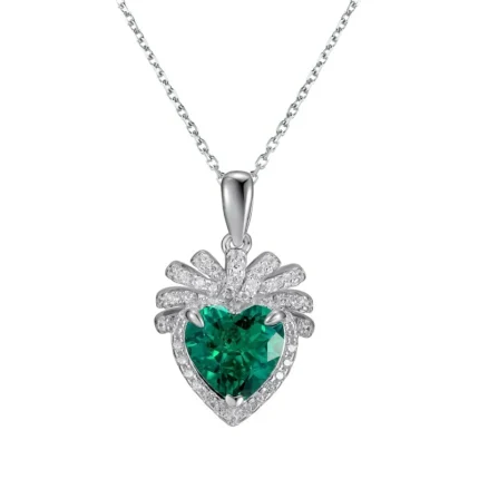 925 Silver Cultured Emerald Necklace P0628