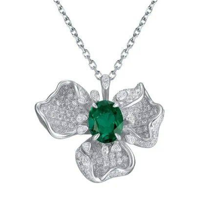 925 Silver Emerald Pendant - Model P0757 (Chain Not Included)