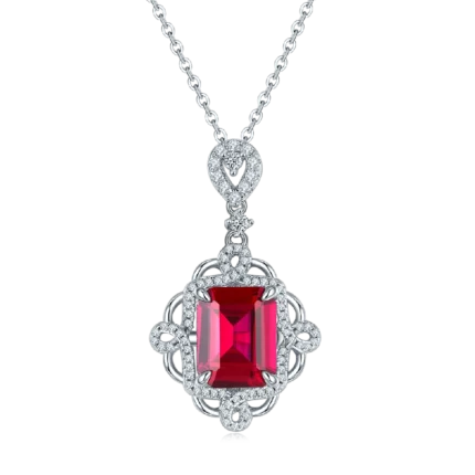 S925 Silver Cultured Ruby Necklace P1468R