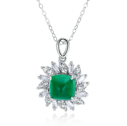 925 Silver Cultured Emerald Necklace P1626