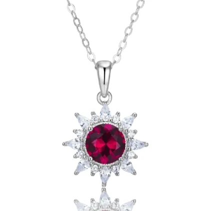 S925 Silver Cultured Ruby Necklace P1642R