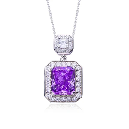 925 Silver Purple Cubic Zirconia Pendant - Model PS1808C1 (Chain Not Included)
