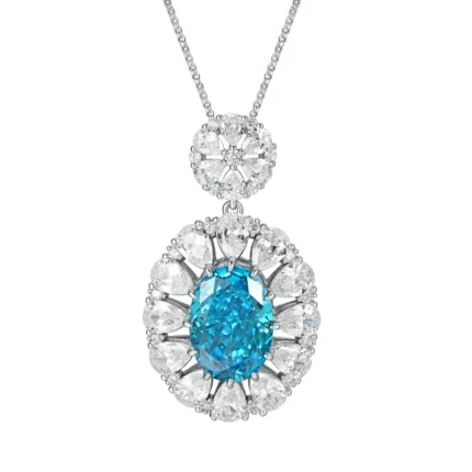925 Silver Blue Cubic Zirconia Pendant - Model -B-PS1809C1 (Chain Not Included)
