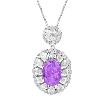 925 Silver Purple Cubic Zirconia Pendant - Model P-PS1809C1 (Chain Not Included)