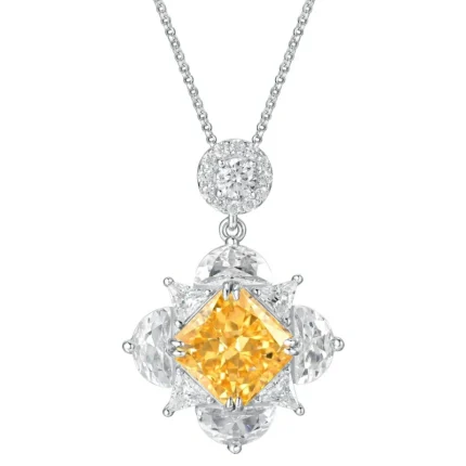 925 Silver Yellow Cubic Zirconia Pendant - Model PS1810C1 (Chain Not Included)