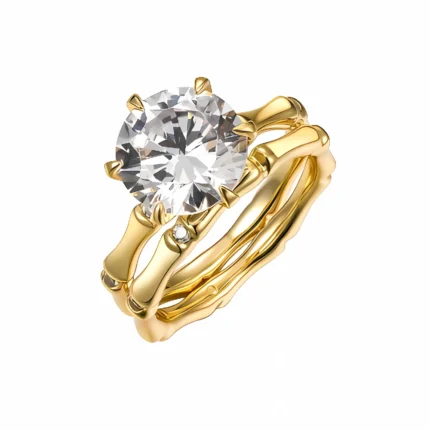 Yellow Cubic Zirconia Ring in 925 Silver - Model R-091
