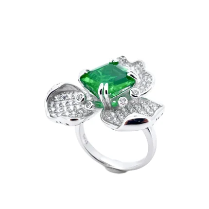 S925 Silver Green Garnet Ring - Model R-112