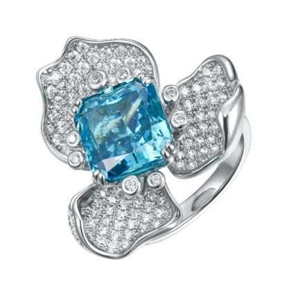 925 Silver Blue Cubic Zirconia Ring - Model R-112B