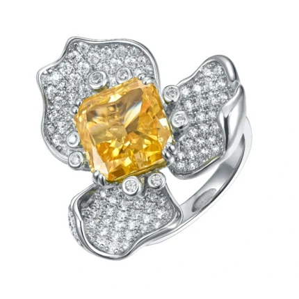 925 Silver Yellow Cubic Zirconia Ring - Model R-112Y