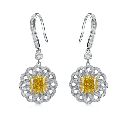 925 Silver Yellow Cubic Zirconia Earrings R0014Y