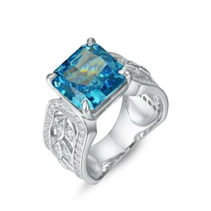 925 Silver Blue Cubic Zirconia Ring - Model R0017B