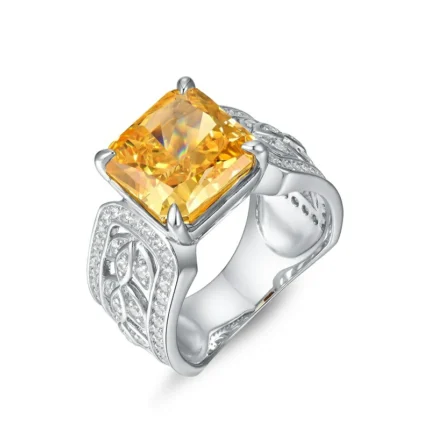 925 Silver Yellow Cubic Zirconia Ring - Model R0017Y