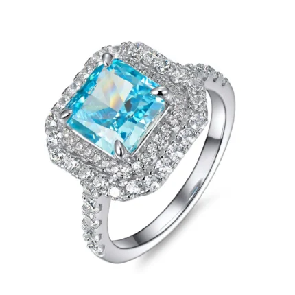 925 Silver Blue Cubic Zirconia Ring - Model R0028B