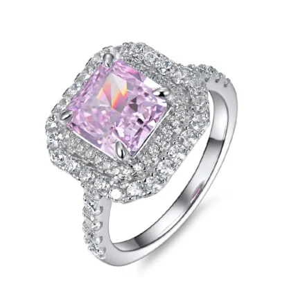 925 Silver Pink Cubic Zirconia Ring - Model R0028F