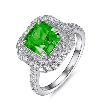 925 Silver Green Cubic Zirconia Ring - Model R0028L