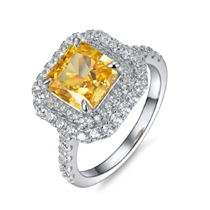 925 Silver Yellow Cubic Zirconia Ring - Model R0028Y