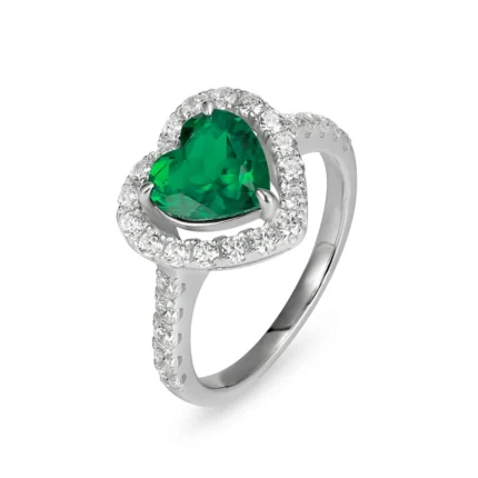 925 Silver Lab-Created Emerald Ring - Model R0035