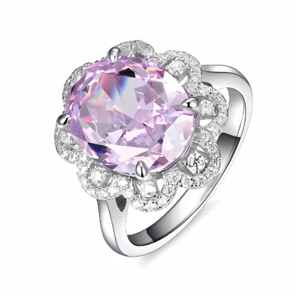 Pink Cubic Zirconia Ring in 925 Silver - Model R0066F