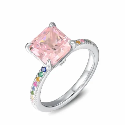 Pink Cubic Zirconia Ring in 925 Silver - Model R0070F
