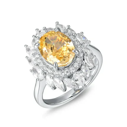 925 Silver Yellow Cubic Zirconia Ring - Model R0075Y