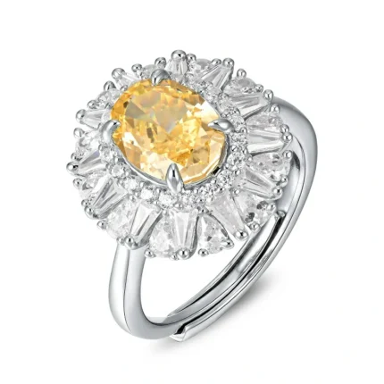 925 Silver Yellow Cubic Zirconia Ring - Model R0099-1