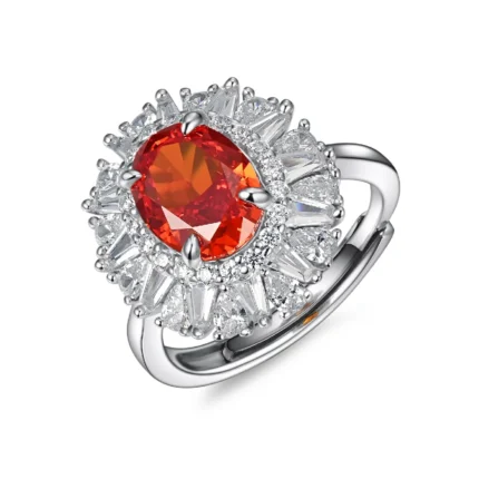 925 Silver Orange Cubic Zirconia Ring - Model R0099