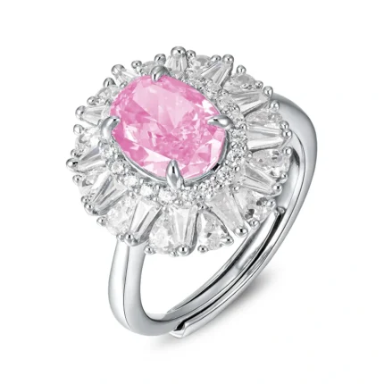 925 Silver Pink Cubic Zirconia Ring - Model R0099F