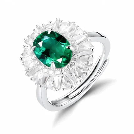 Lab-Created Emerald Ring in 925 Silver - Model R0099L