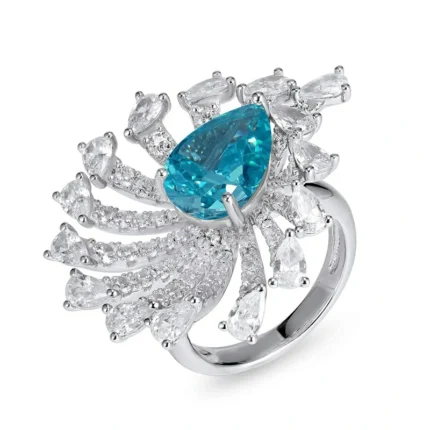 925 Silver Blue Cubic Zirconia Ring - Model R02584B