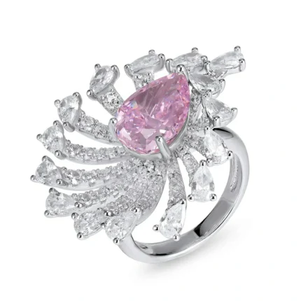 925 Silver Pink Cubic Zirconia Ring - Model R02584F