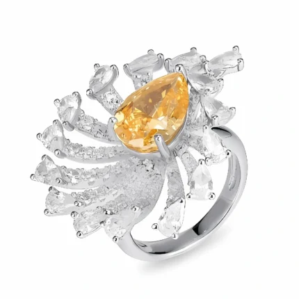 Yellow Cubic Zirconia Ring in 925 Silver - Model R02584Y