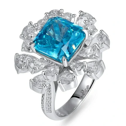 925 Silver Blue Cubic Zirconia Ring - Model R0263B