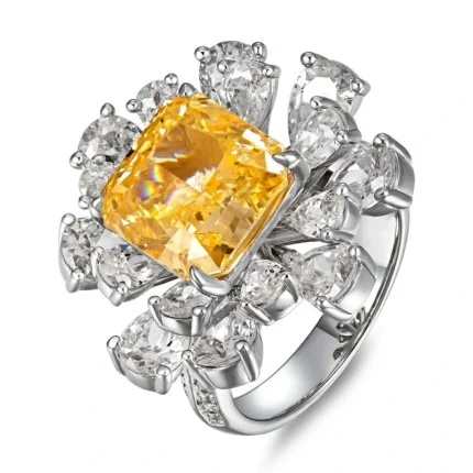 925 Silver Yellow Cubic Zirconia Ring - Model R0263Y