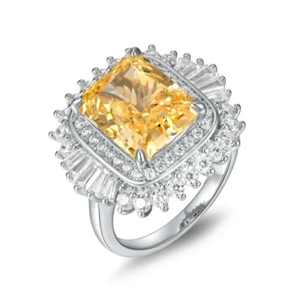 925 Silver Yellow Cubic Zirconia Ring - Model R0379Y