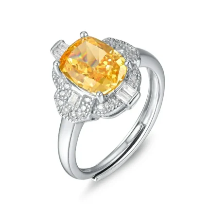 925 Silver Yellow Cubic Zirconia Ring - Model R0588Y