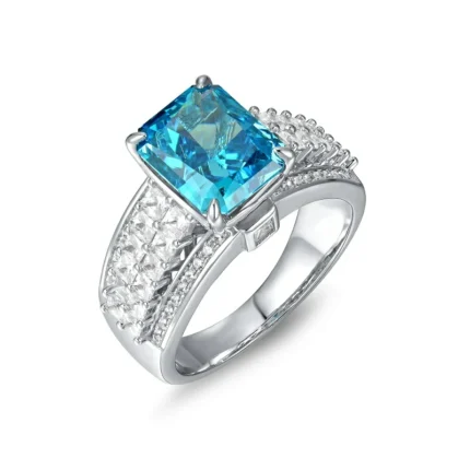 925 Silver Blue Cubic Zirconia Ring - Model R0593B