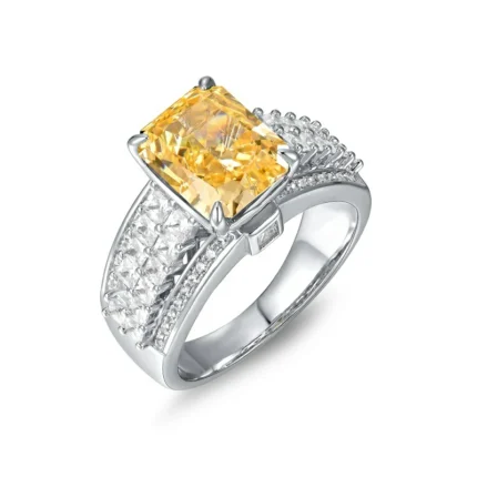 925 Silver Yellow Cubic Zirconia Ring - Model R0593Y