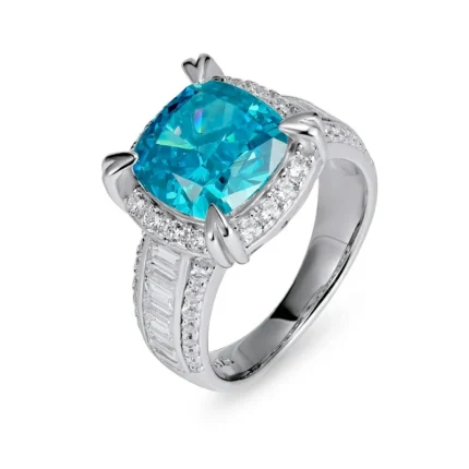 925 Silver Blue Cubic Zirconia Ring - Model R0608B