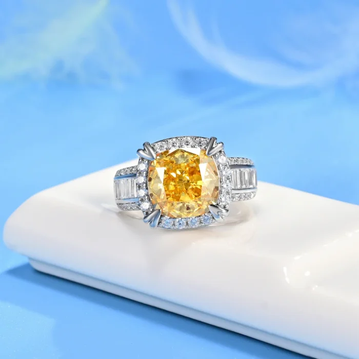 925 Silver Yellow Cubic Zirconia Ring - Model R0608Y - Image 2