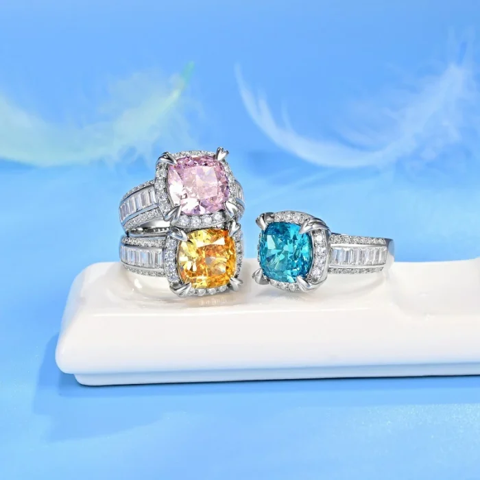 925 Silver Yellow Cubic Zirconia Ring - Model R0608Y - Image 3
