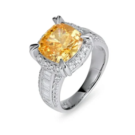 925 Silver Yellow Cubic Zirconia Ring - Model R0608Y