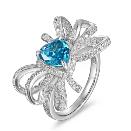 925 Silver Blue Cubic Zirconia Ring - Model R0629B