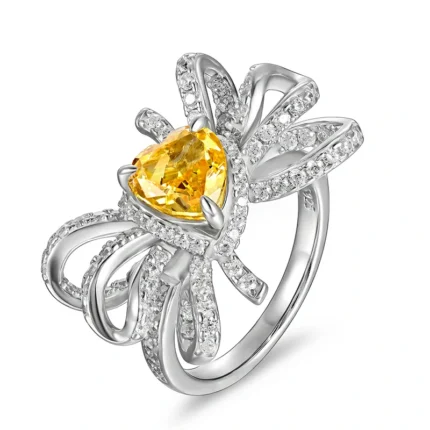 925 Silver Yellow Cubic Zirconia Ring - Model R0629Y