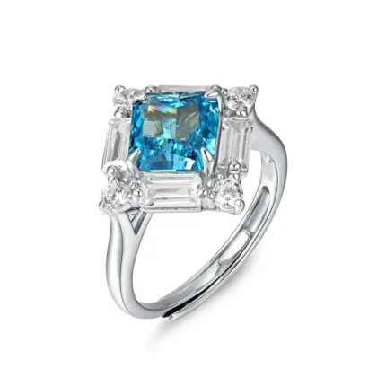 925 Silver Blue Cubic Zirconia Ring - Model R0644B