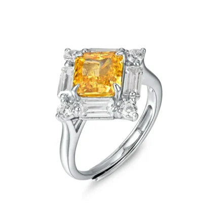 925 Silver Yellow Cubic Zirconia Ring - Model R0644Y