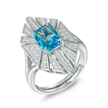 925 Silver Blue Cubic Zirconia Ring - Model R0683B