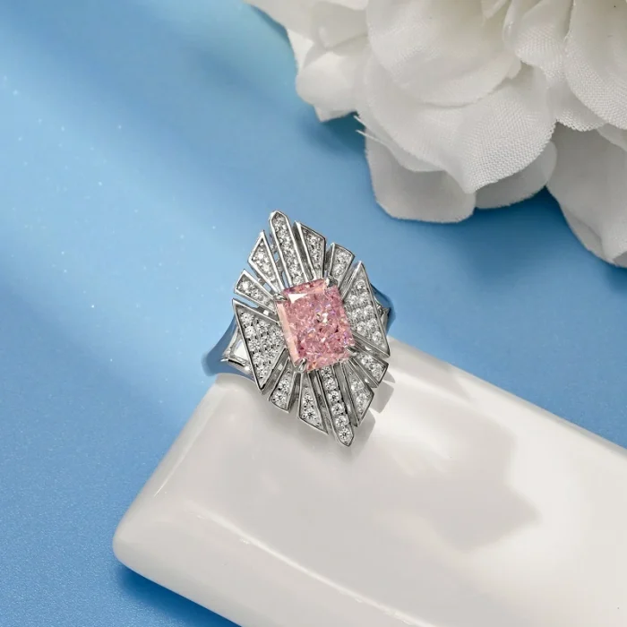 925 Silver Pink Cubic Zirconia Ring - Model R0683F - Image 3