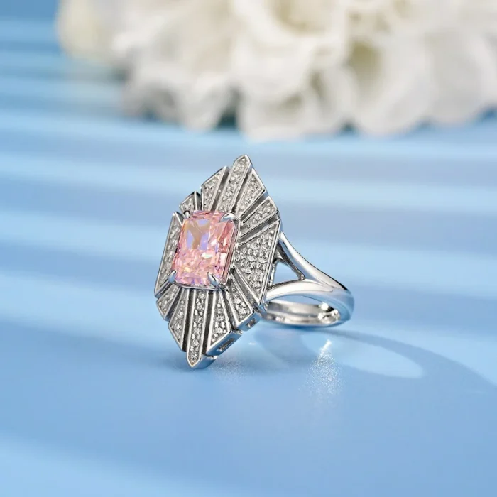 925 Silver Pink Cubic Zirconia Ring - Model R0683F - Image 2